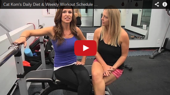 A still shot of a YouTube video abut Cat Kom's weekly exercise and diet.