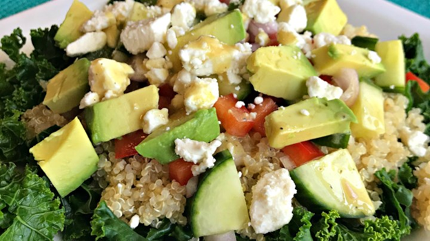 Kale, Quinoa, and Avocado Salad with Lemon Dijon Vinaigrette