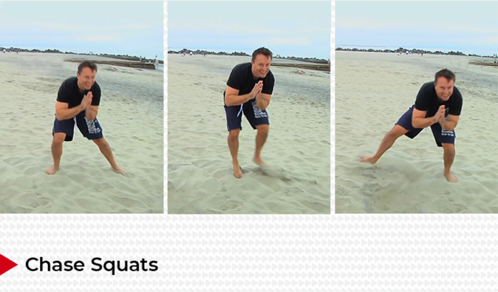 beach exercise chase squats