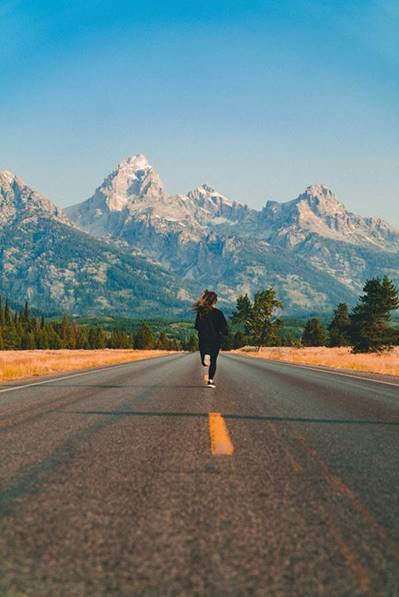 running on road