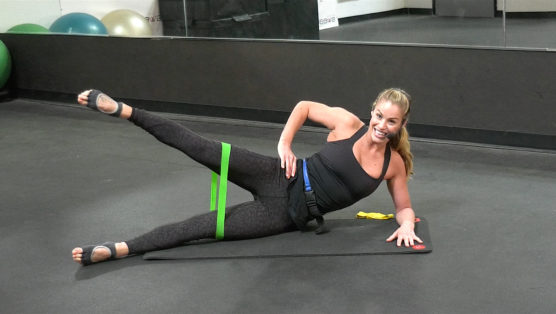 mat pilates workout with thera-bands