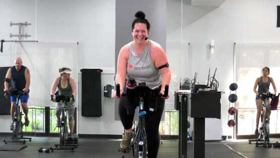 indoor cycle workout with a summer vibe