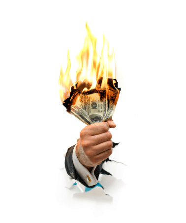 money on fire