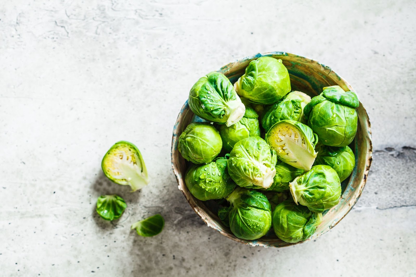 Brussels Sprouts elegant positioned in a bowl. 