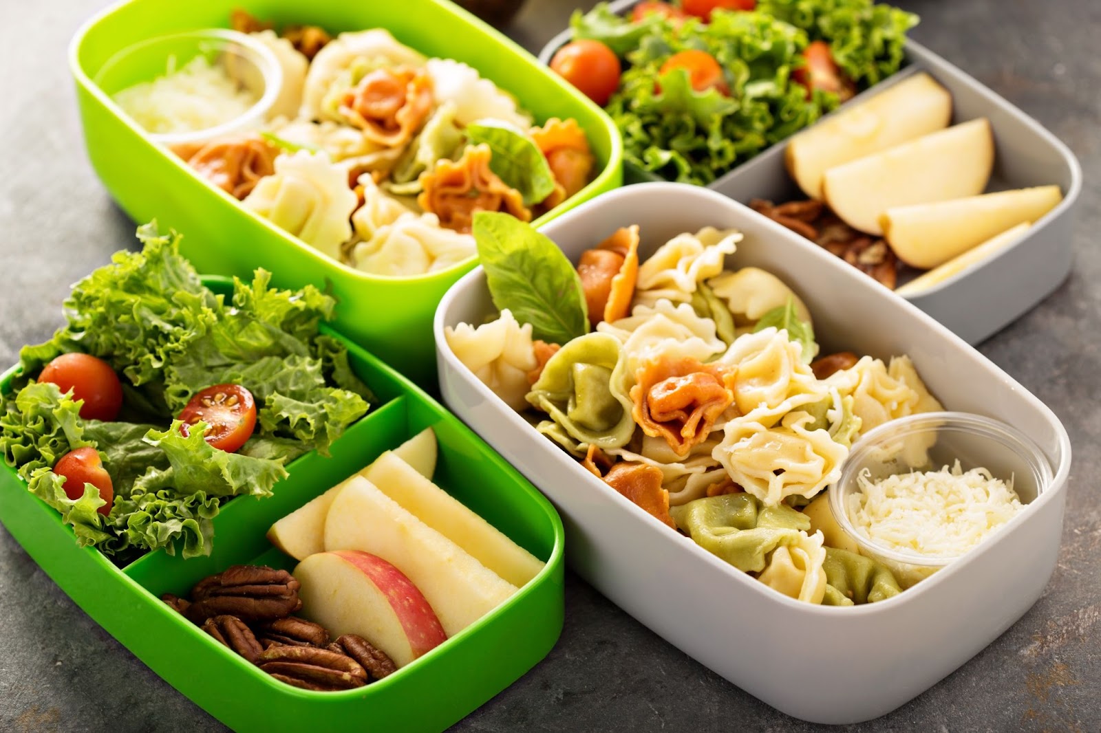 Healthy foods packed into to-go containers