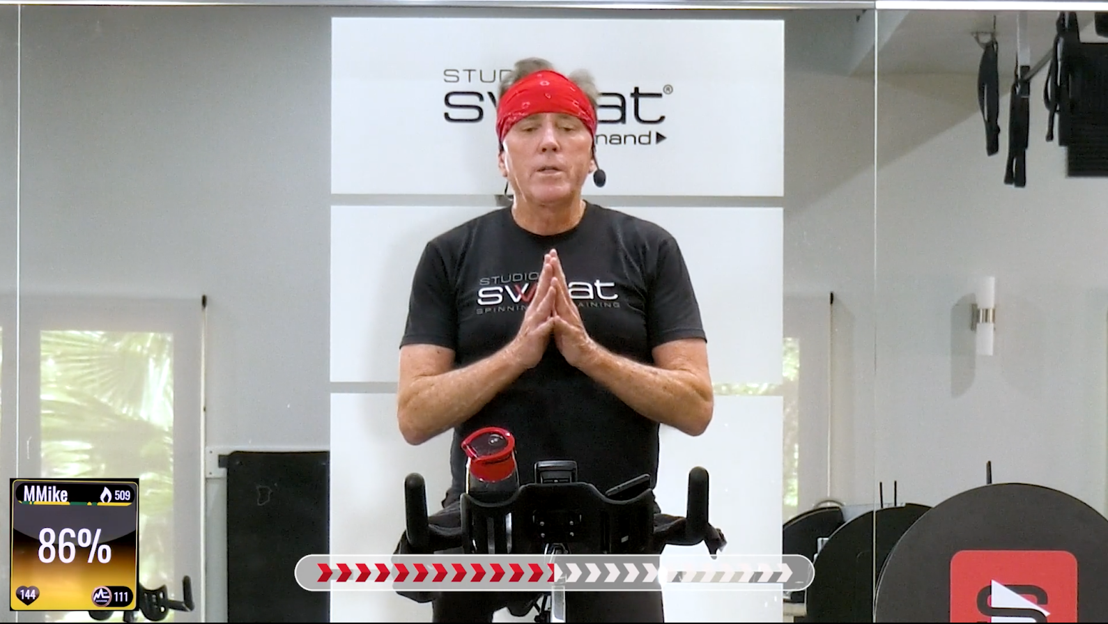 Screenshot of Studio SWEAT onDemand class, 60 Min Positivity Pedal