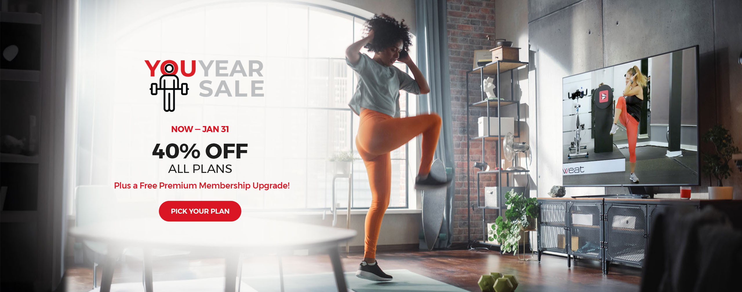 Shop Our YOU YEAR SALE SUPER SALE and Get Unlimited Access to Studio SWEAT onDemand Indoor Cycling and Training workouts from home!