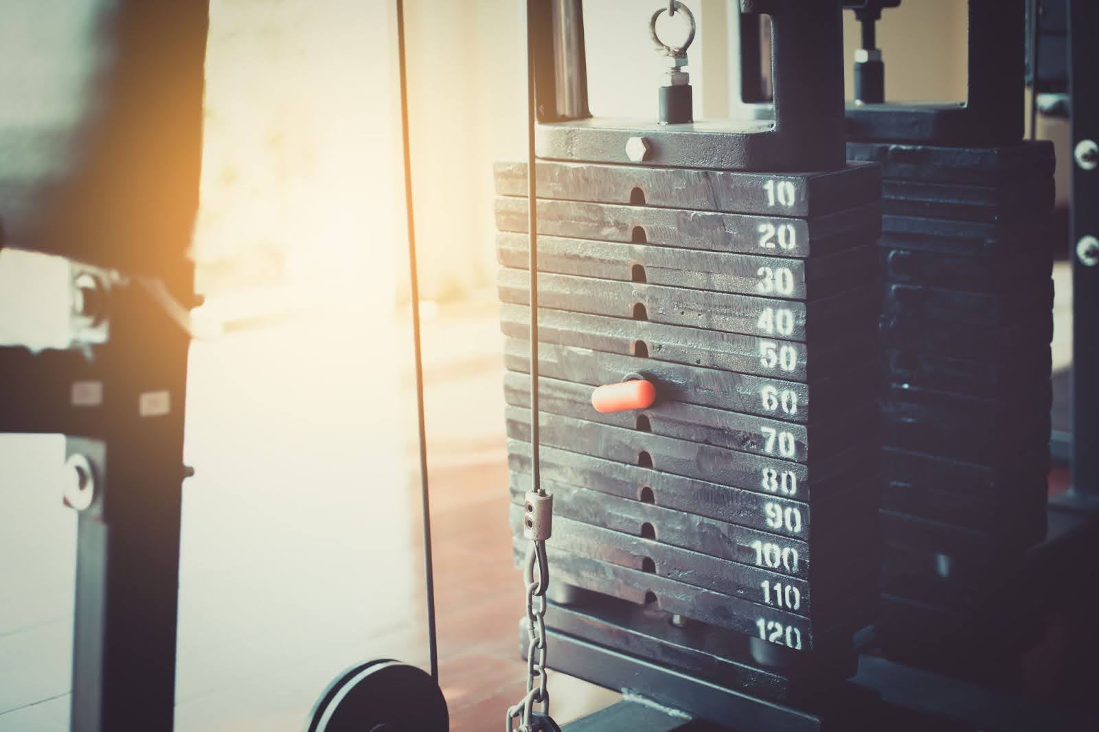 Close up of a steel plate in a gym