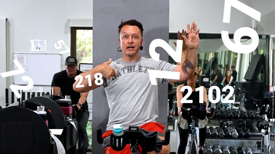 indoor cycle class with traditional Spin drills Numbers Don’t Lie (40 Min Cycle)